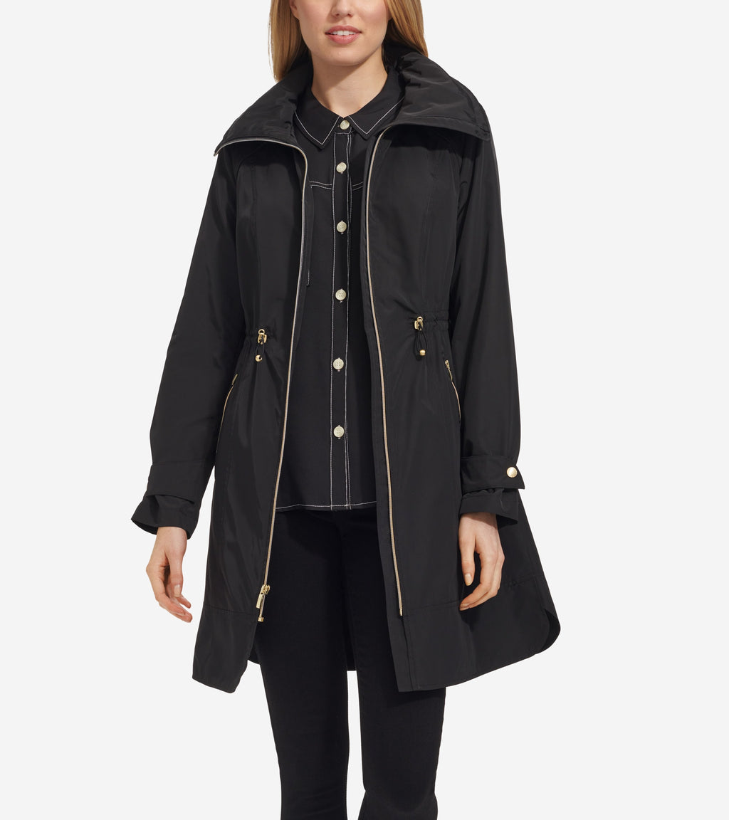 Women's Packable Rain Jacket-Black