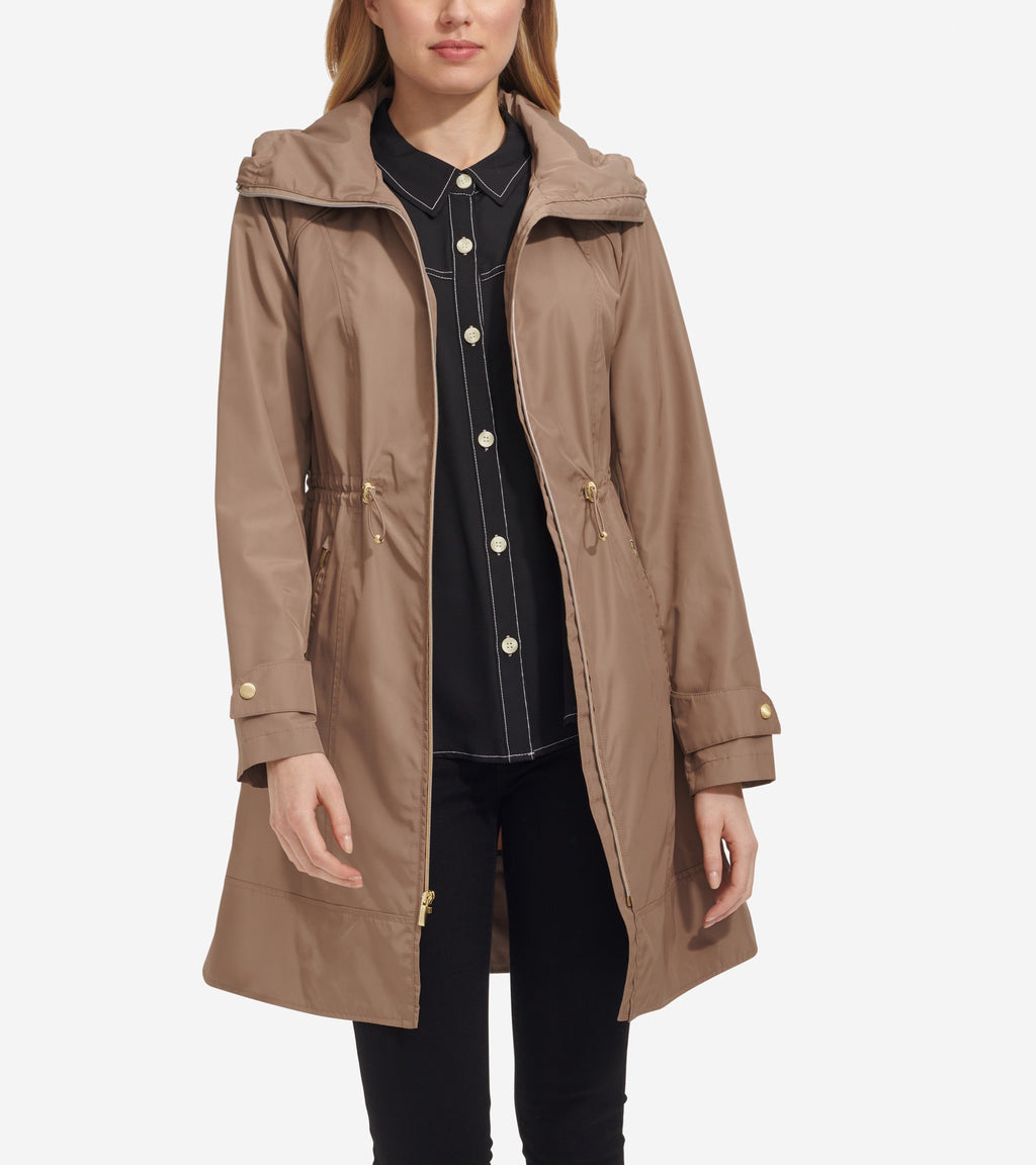 Women's Packable Rain Jacket-Champagne