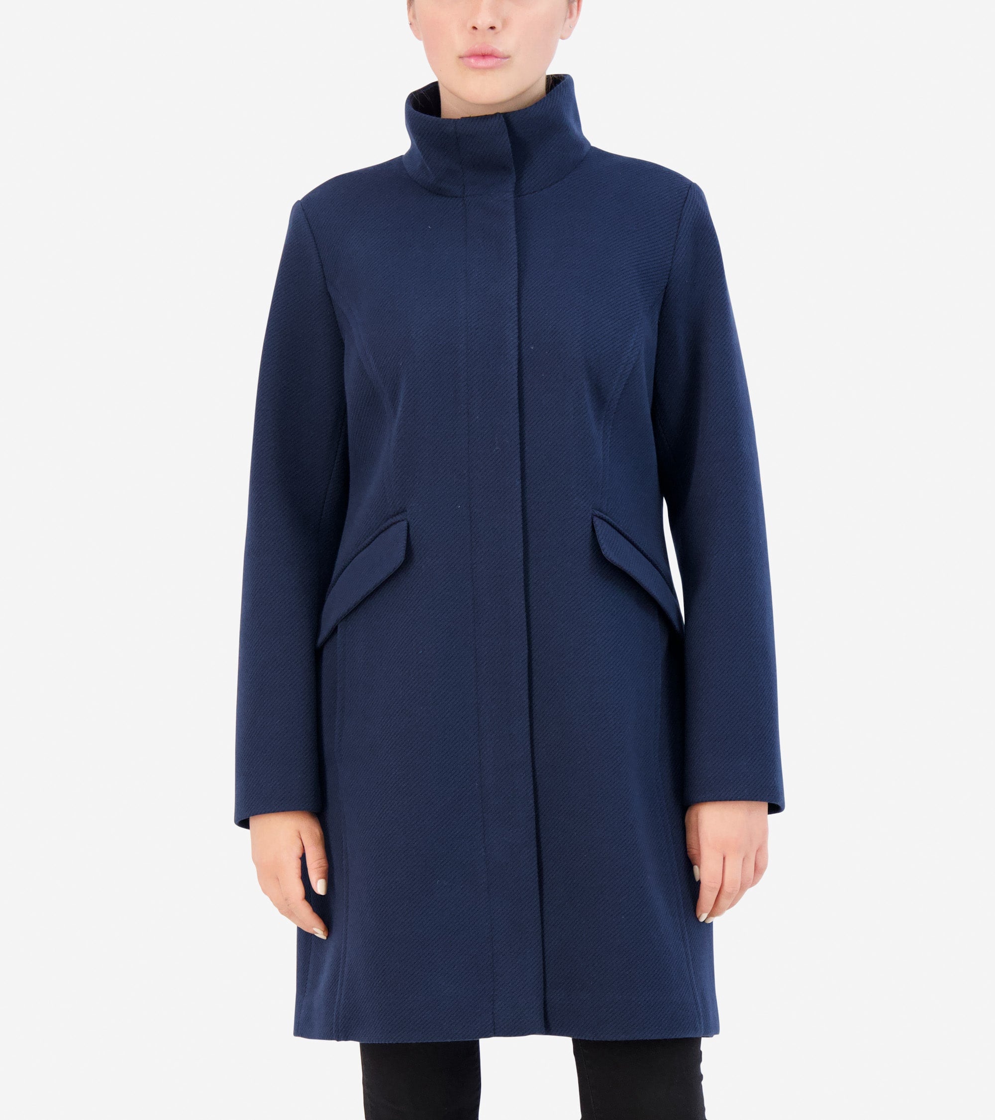 Women's Soft Twill Zip-Up Coat in Blue | Cole Haan