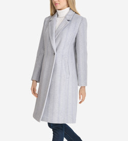 Women's Patterned Asymmetric Coat-Grey