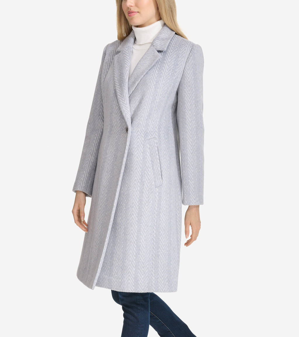 Women's Patterned Asymmetric Coat-Grey