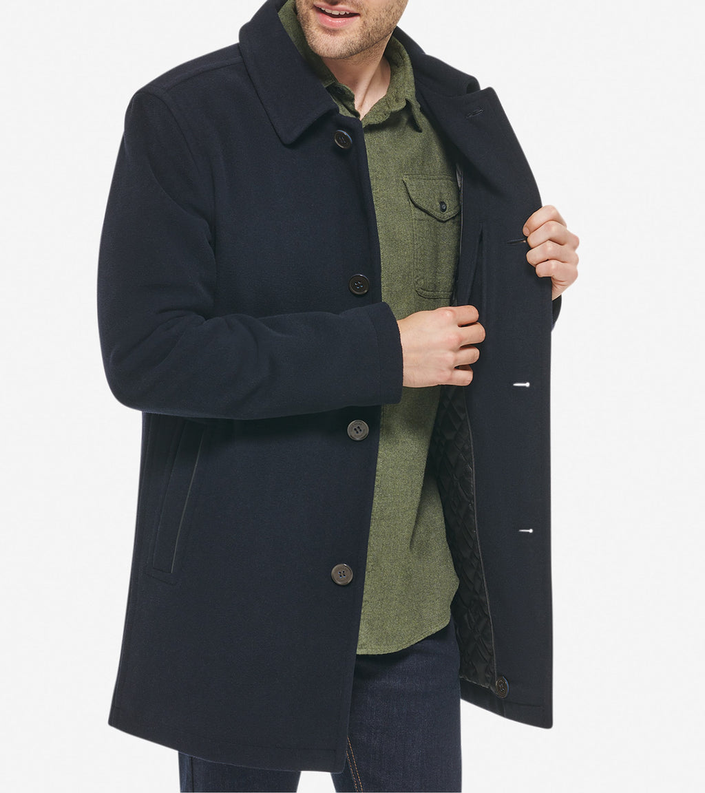 Men's Wool-Blend Car Coat-Navy
