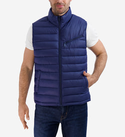 Men's Zip Front Quilted Vest-Navy