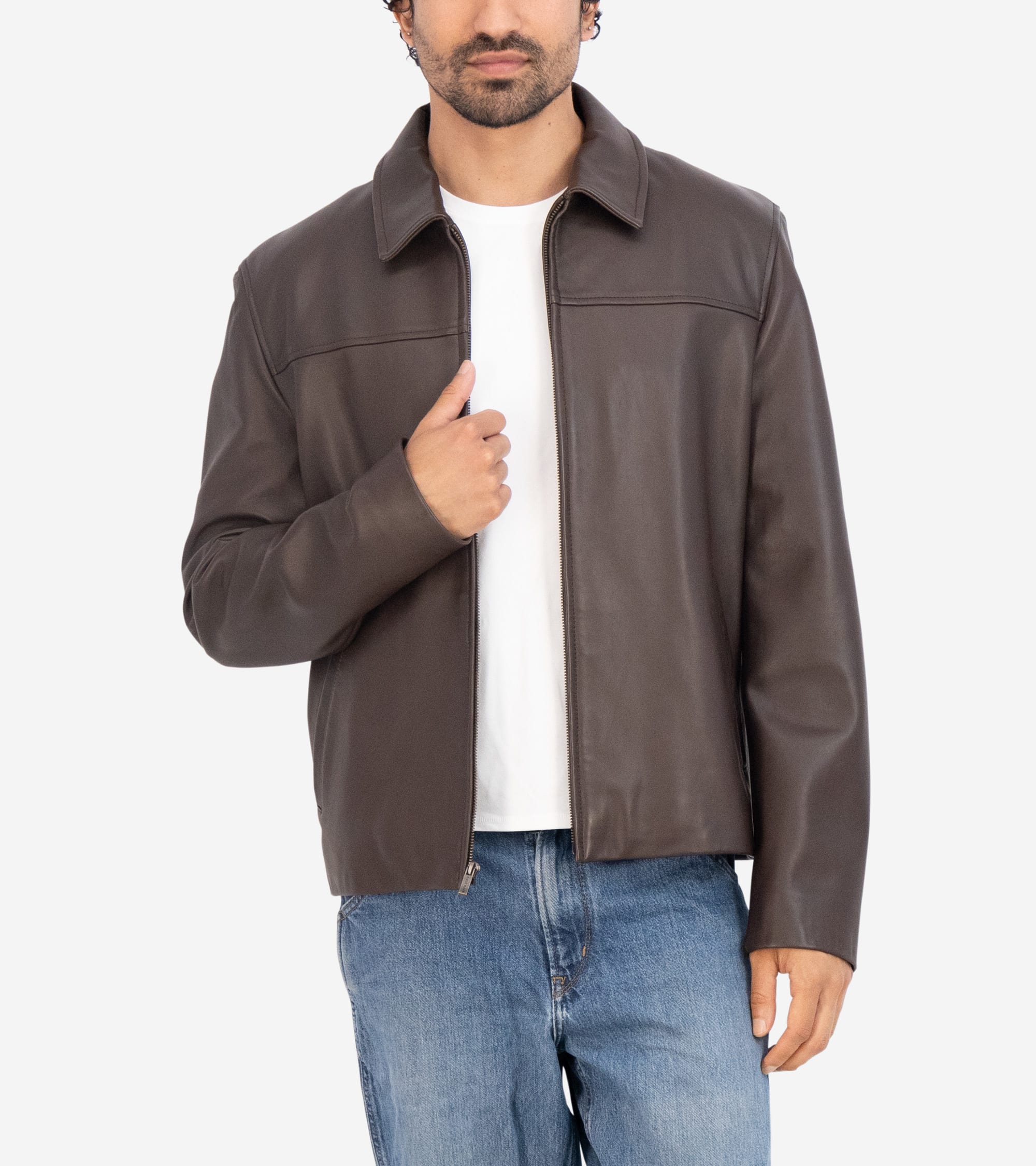 ジャケット・アウター LOHEN V COLLAR LIGHT JACKET Men's Smooth Lamb Shirt Jacket in Brown | Cole Haan