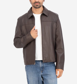 Men's Smooth Lamb Shirt Jacket-Java