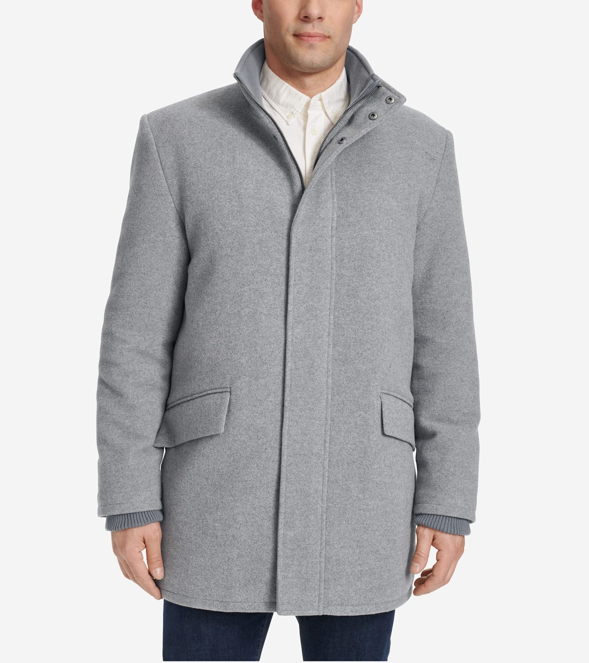 Men's Stand Collar Car Coat-Light Grey