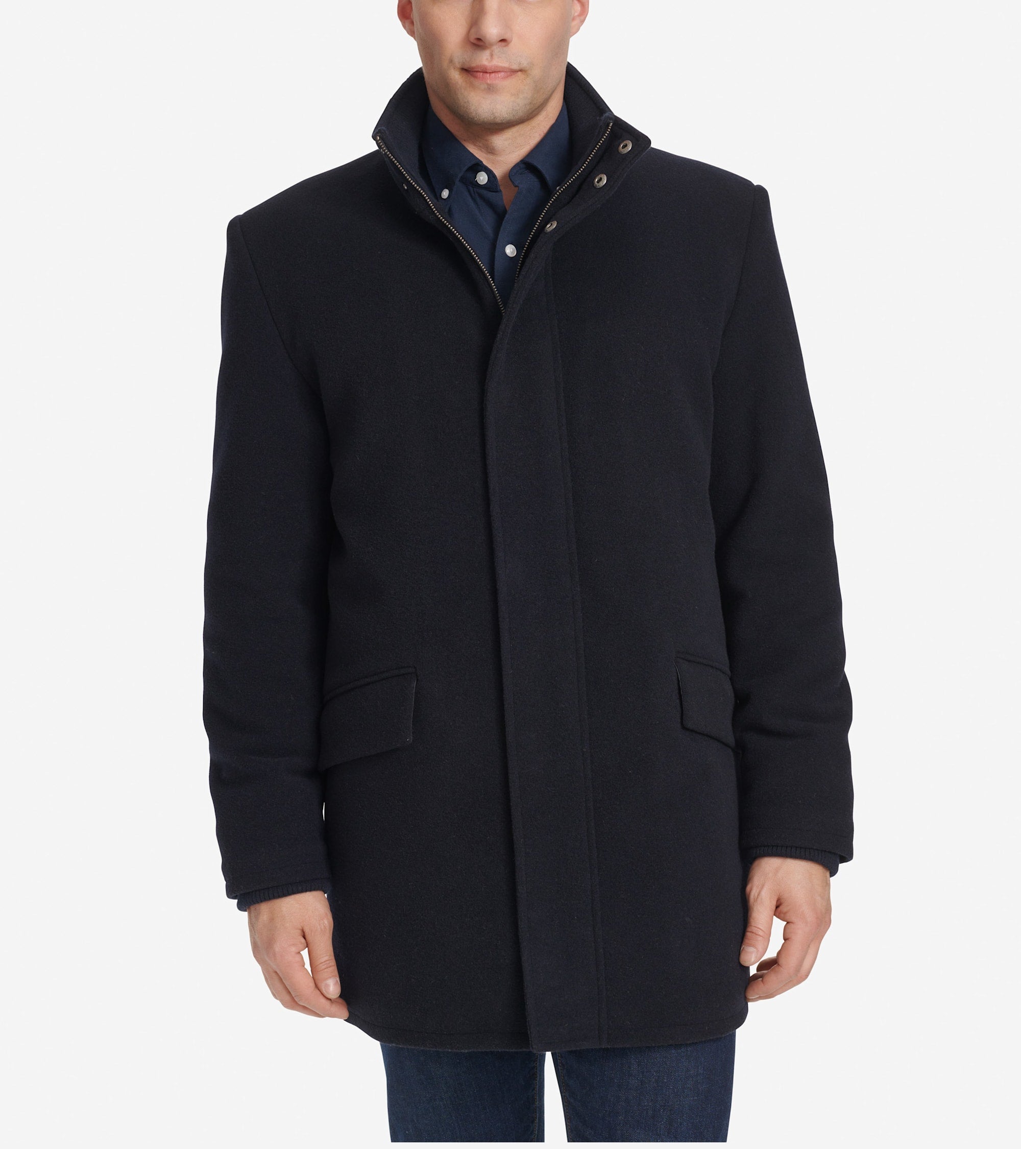 Men's Stand Collar Car Coat in Blue | Cole Haan