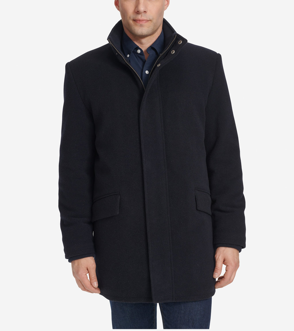 Men's Stand Collar Car Coat-Navy