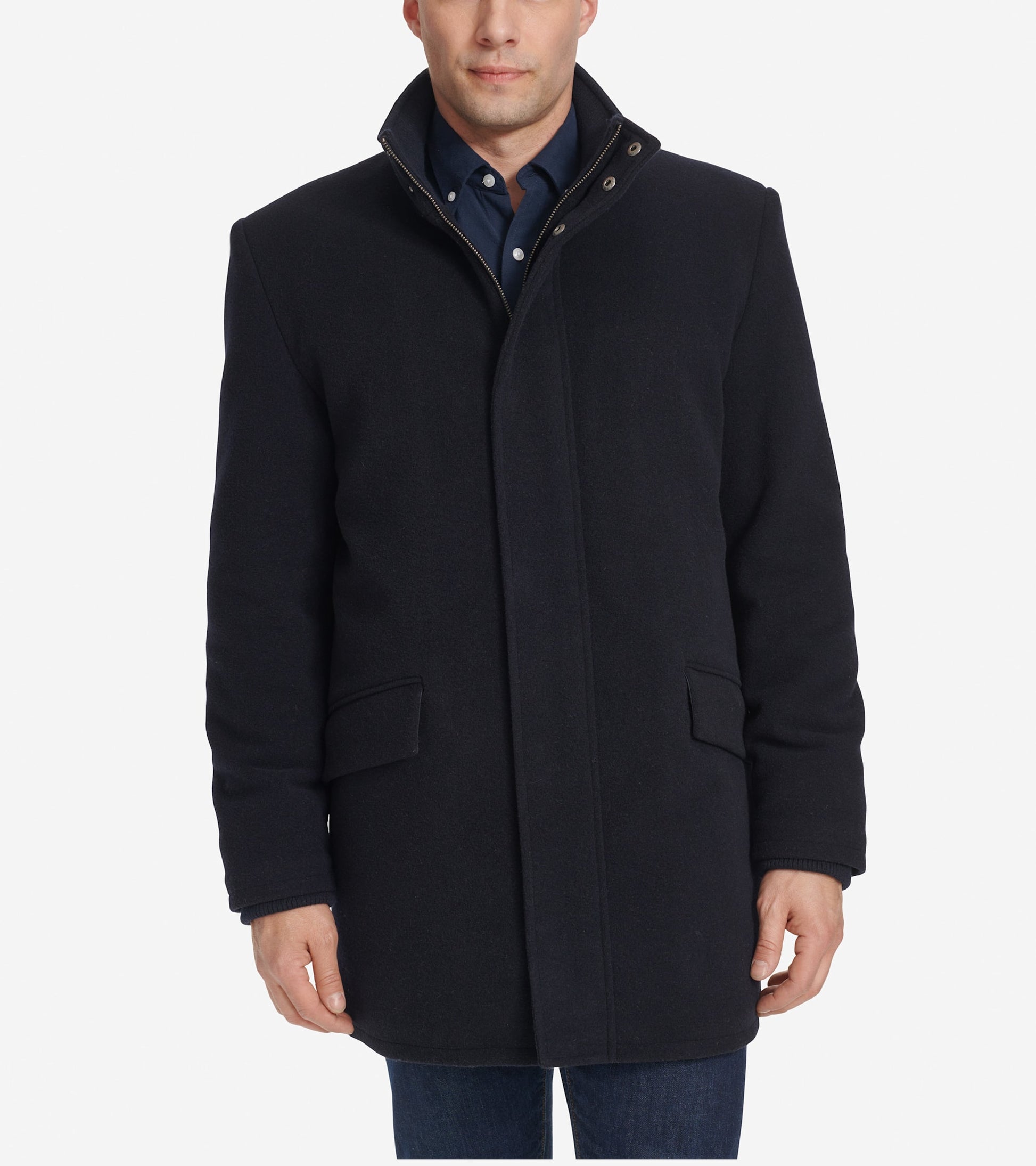 Men's Stand Collar Car Coat-Navy