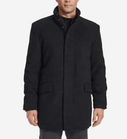 Men's Stand Collar Car Coat-Black