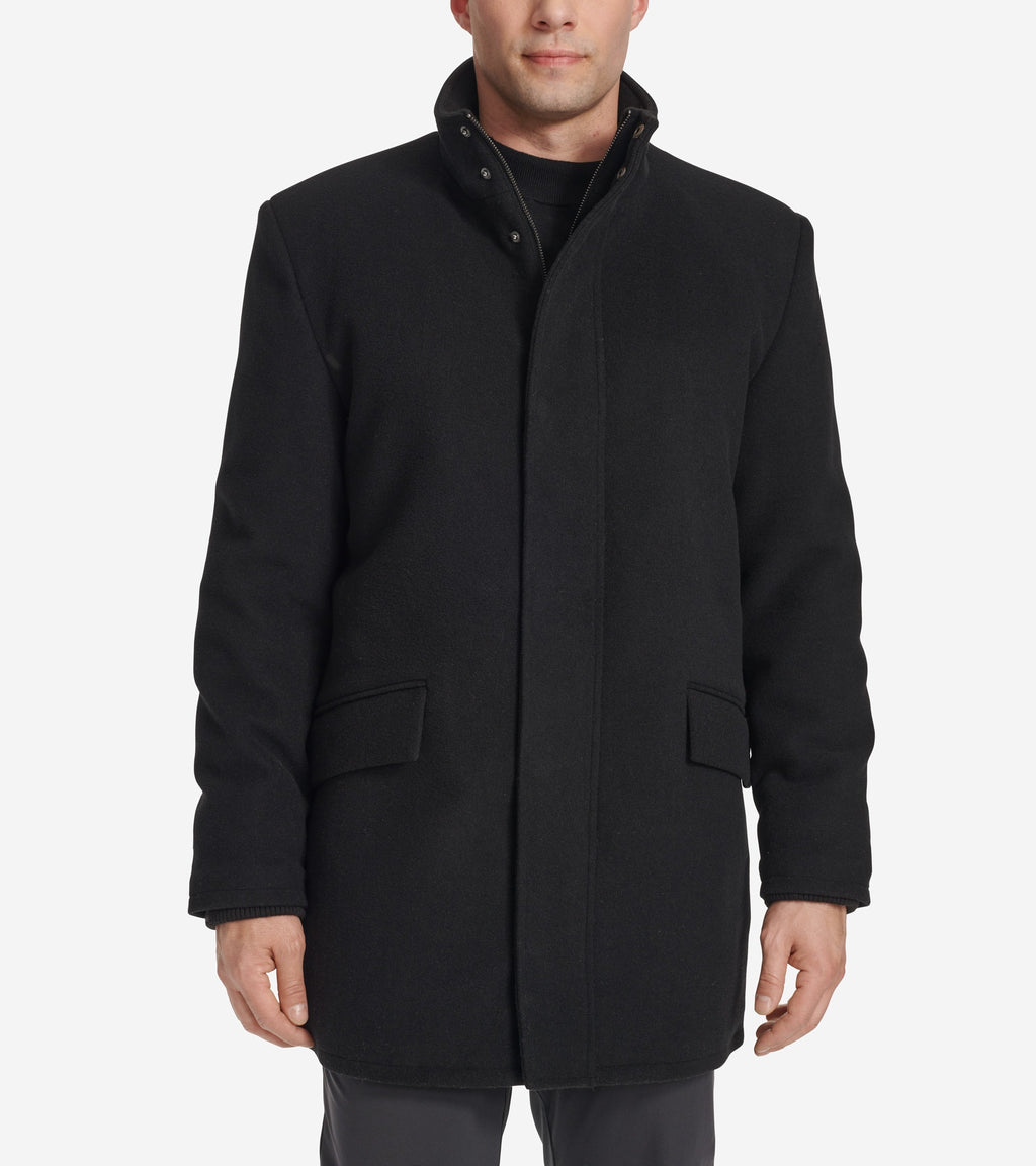 Men's Stand Collar Car Coat-Black