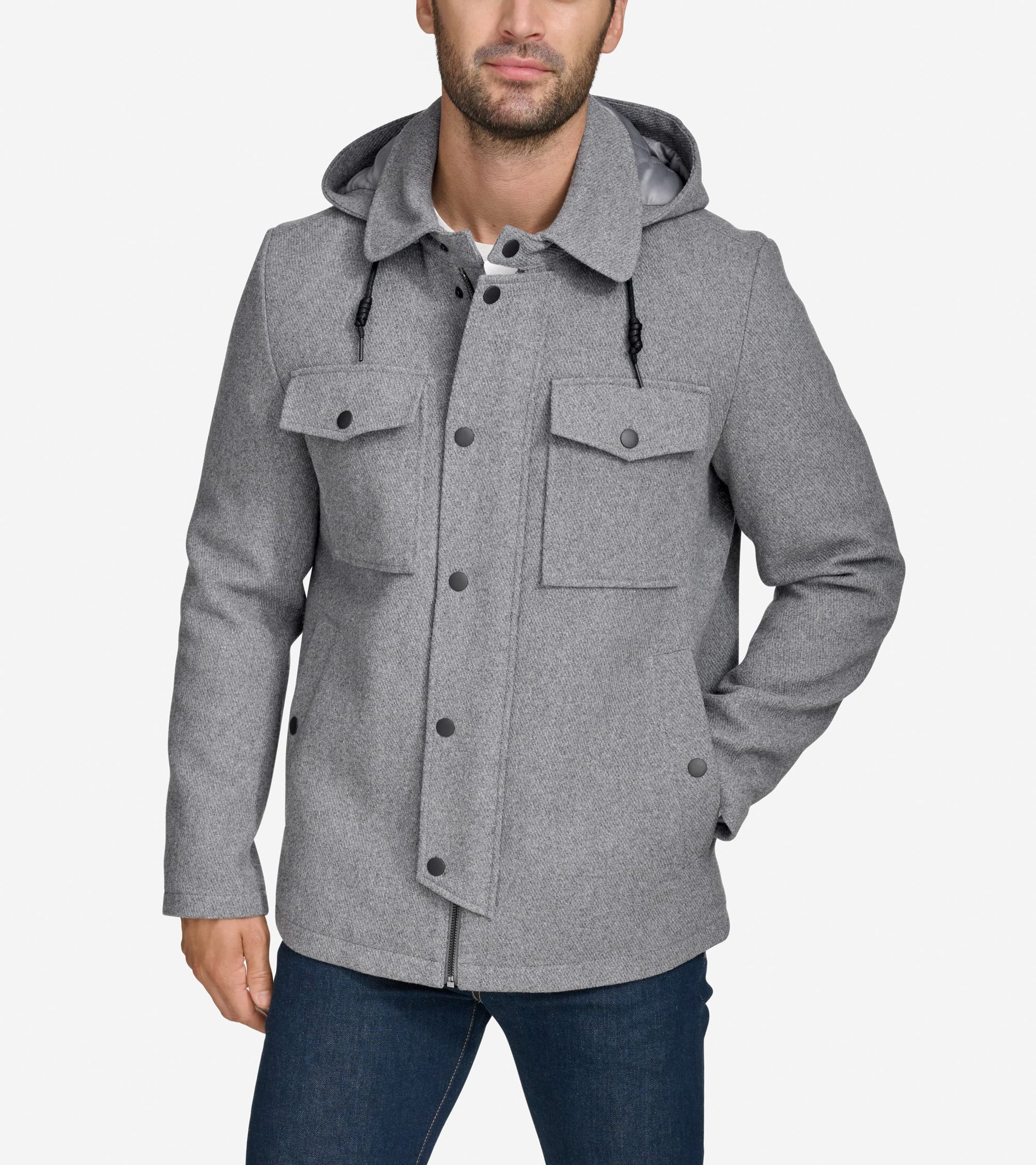 Men's Wool Twill Field Jacket-Light Grey