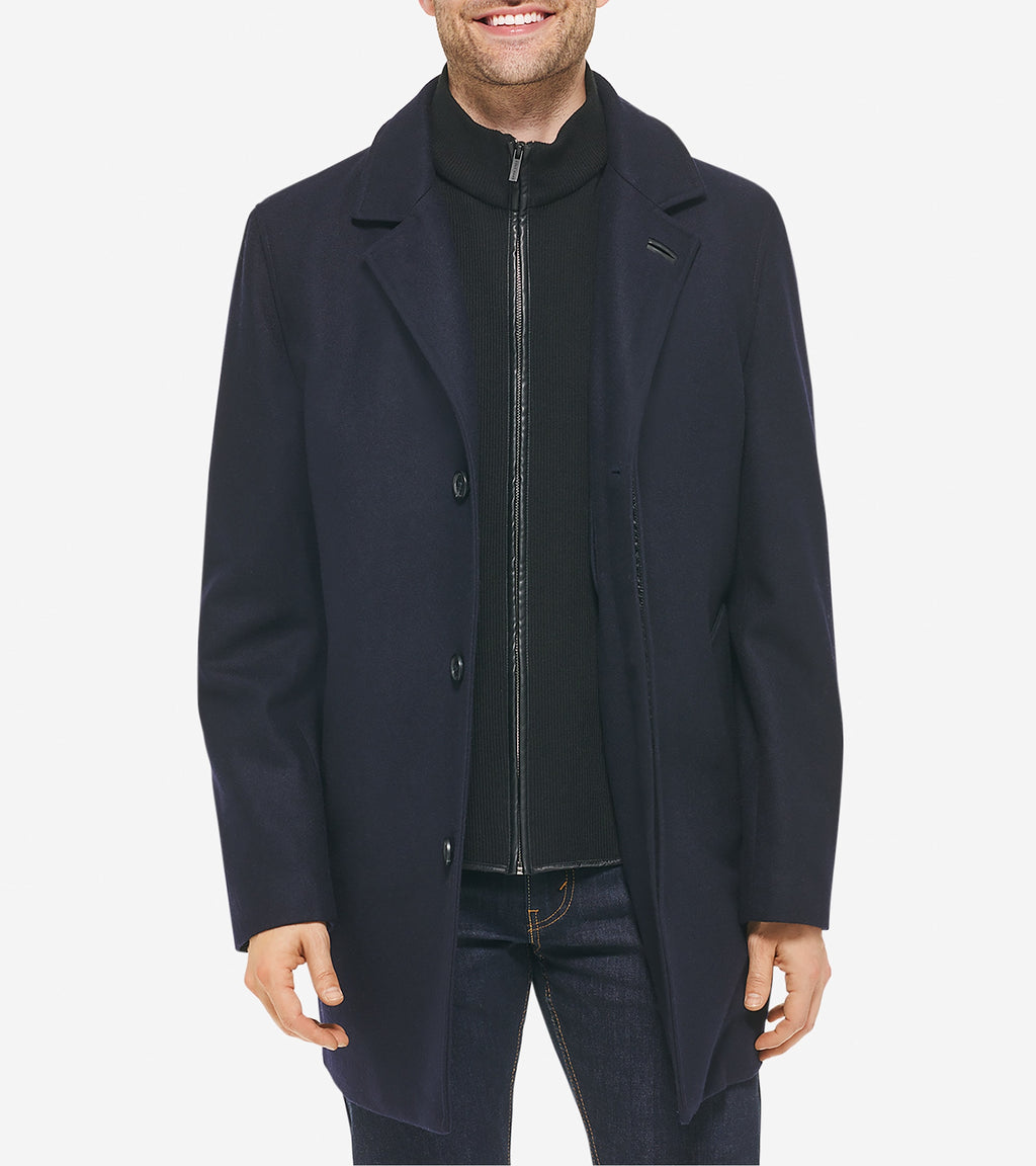 Men's Wool-Blend Car Coat-Navy