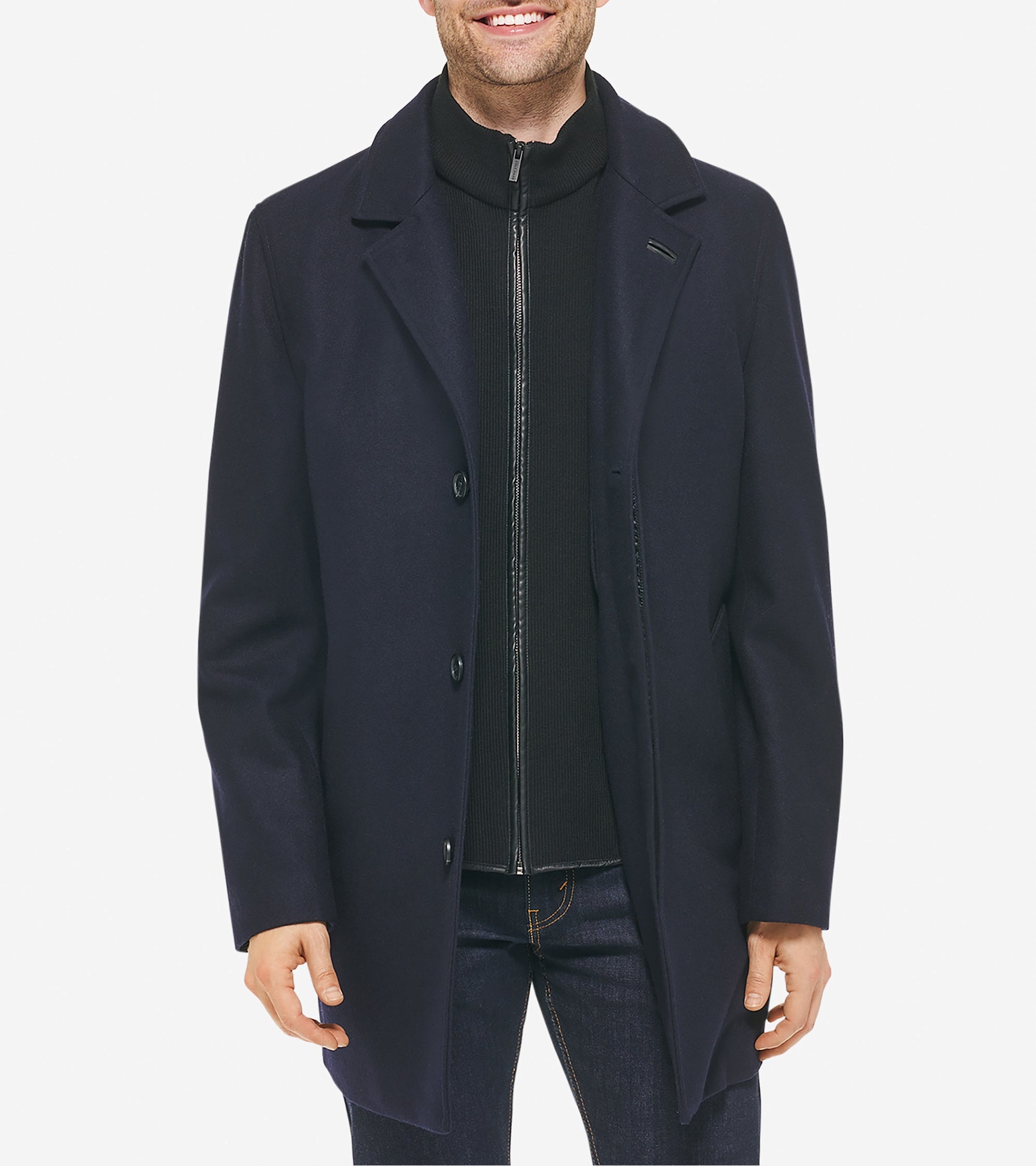 Men's Wool-Blend Car Coat-Navy