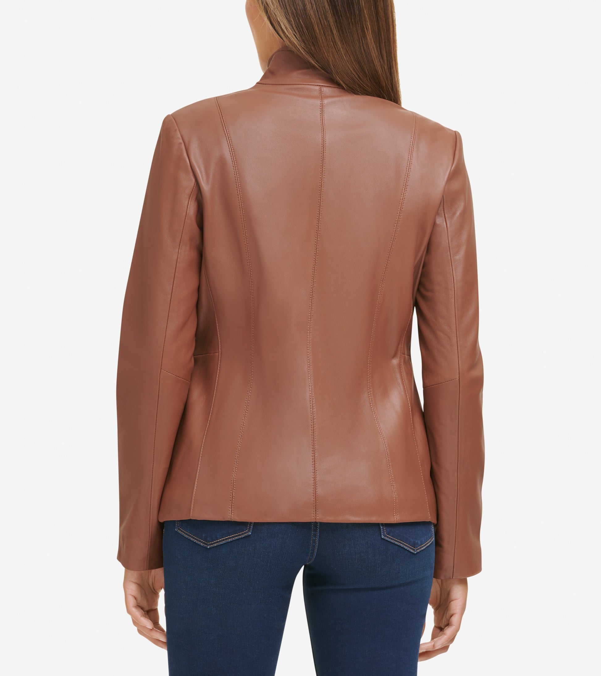 Women's Wing Collar Leather Jacket-Hickory