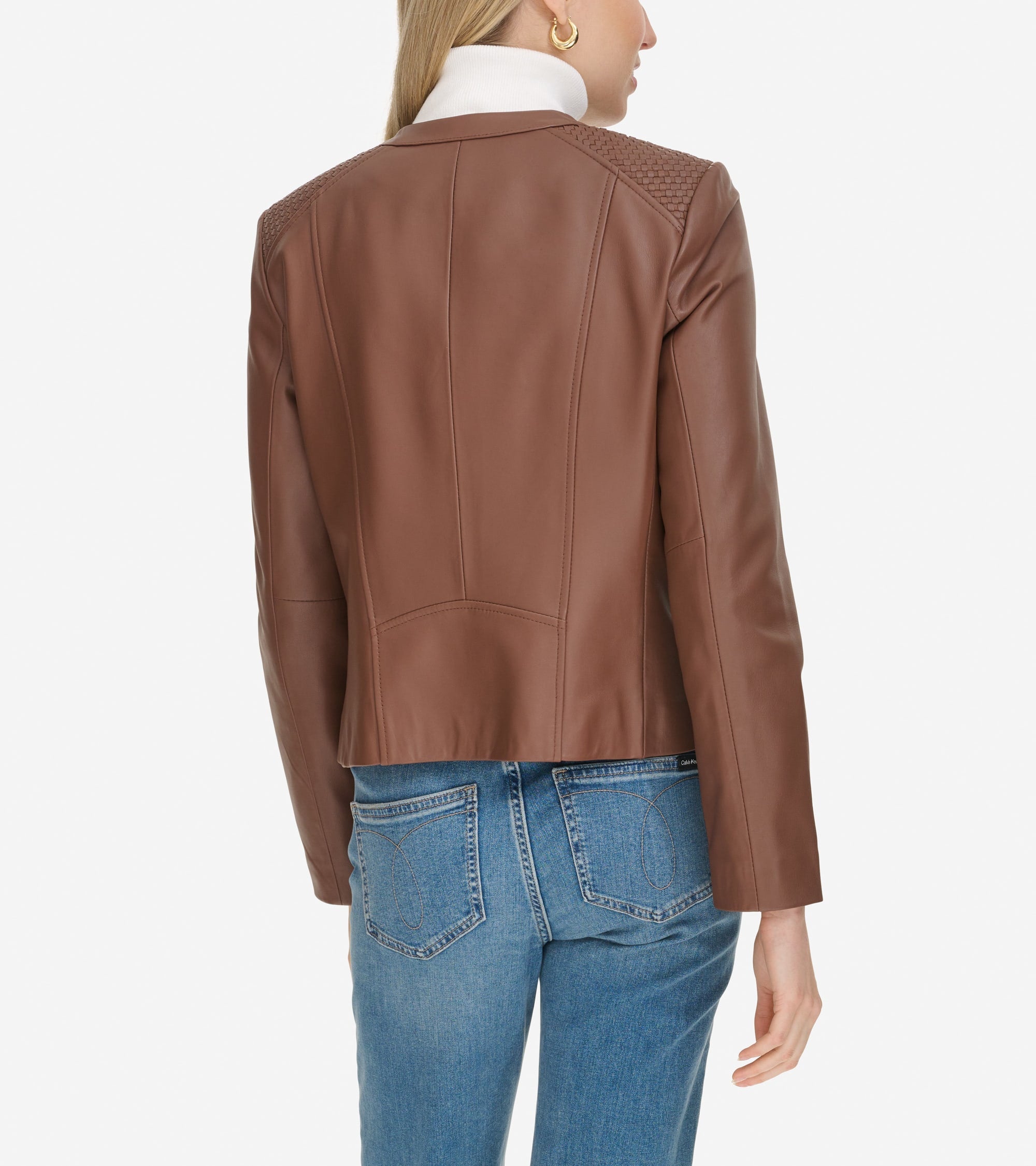 Women's Curved-Seam Leather Jacket in Brown | Cole Haan