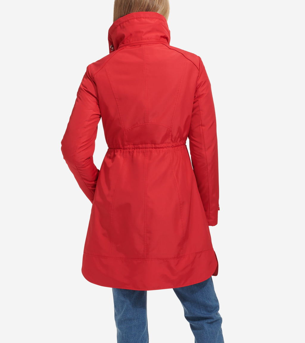 Women's Packable Rain Jacket-Red