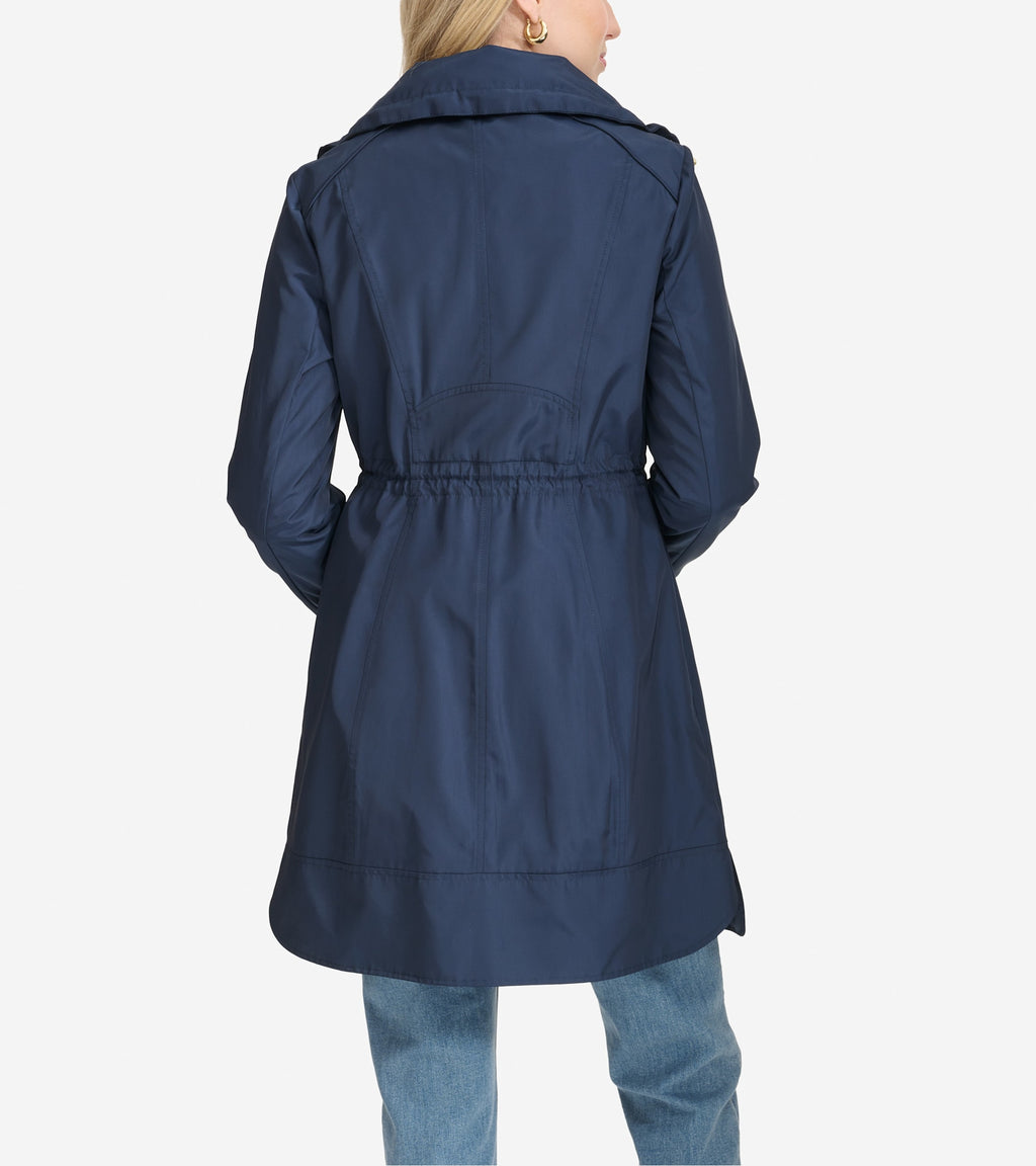 Women's Packable Rain Jacket-Indigo