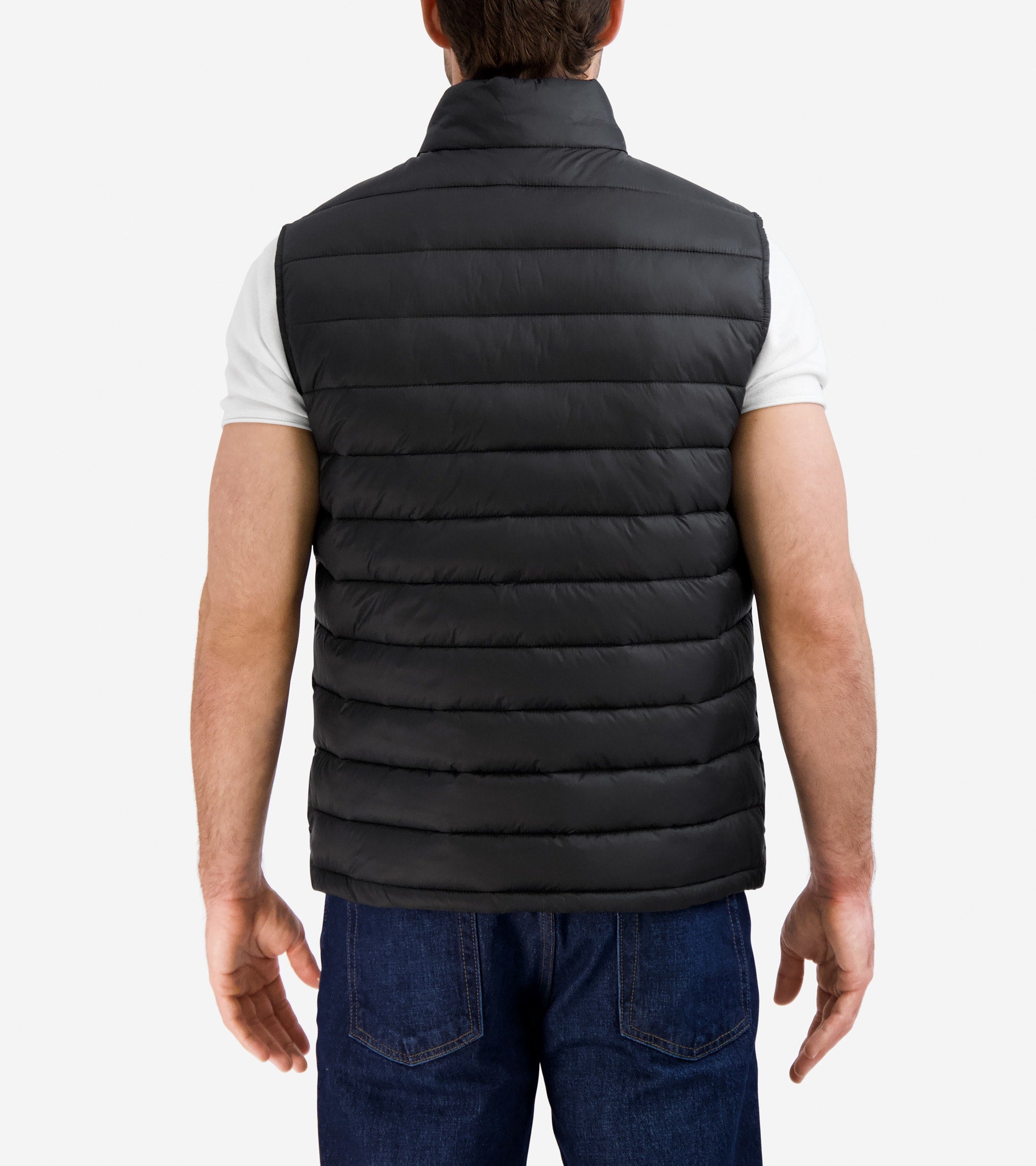 Men's Zip Front Quilted Vest in Black | Cole Haan