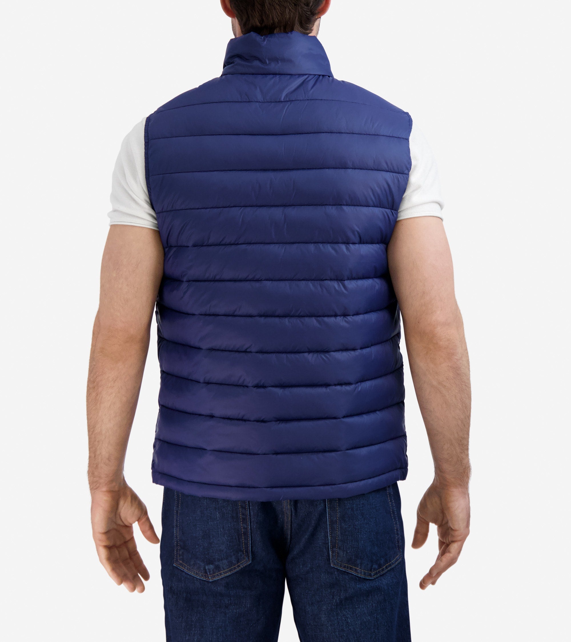 Men's Zip Front Quilted Vest in Blue | Cole Haan