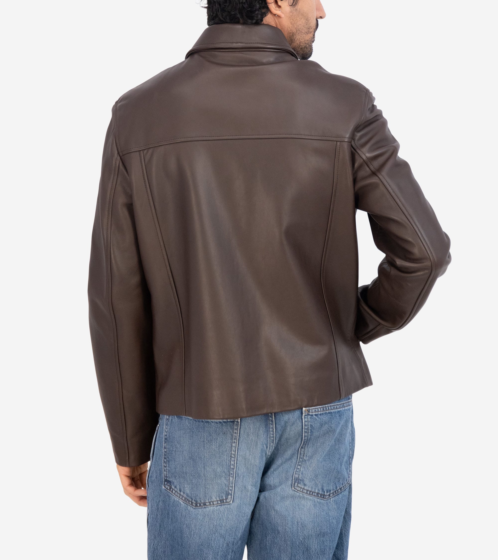 Men's Smooth Lamb Shirt Jacket in Brown | Cole Haan