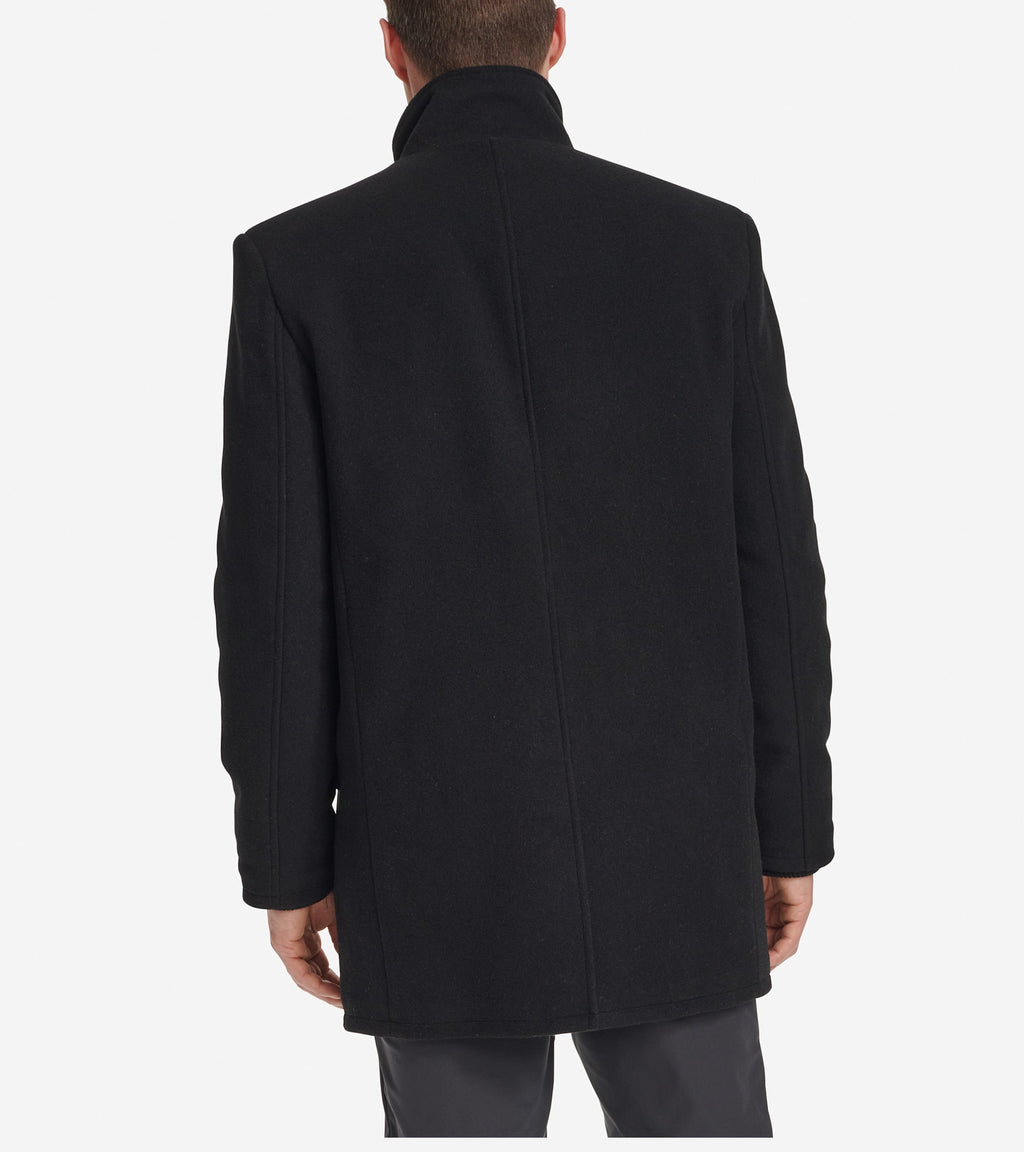Men's Stand Collar Car Coat-Black