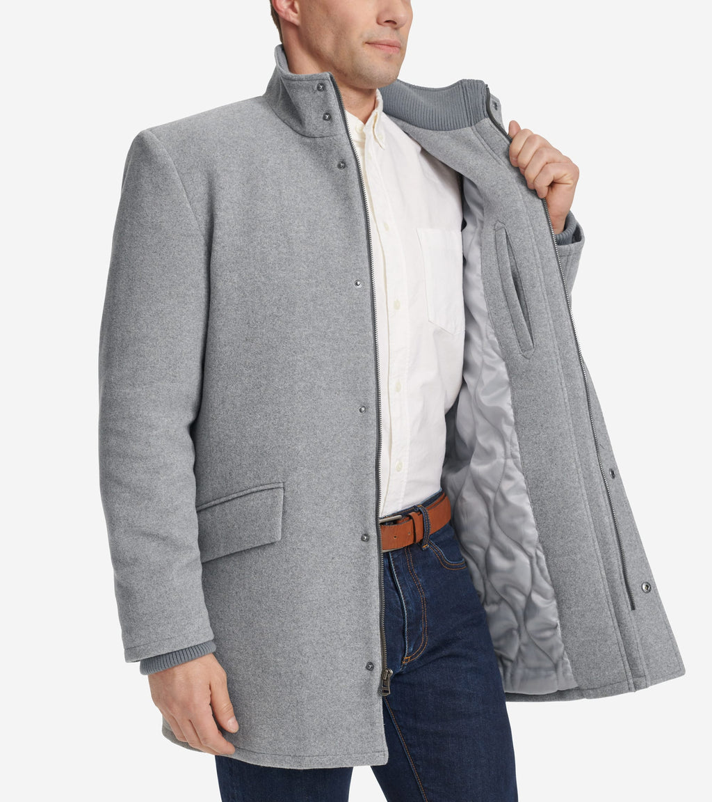 Men's Stand Collar Car Coat-Light Grey