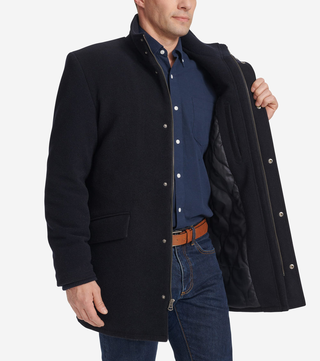 Men's Stand Collar Car Coat-Navy