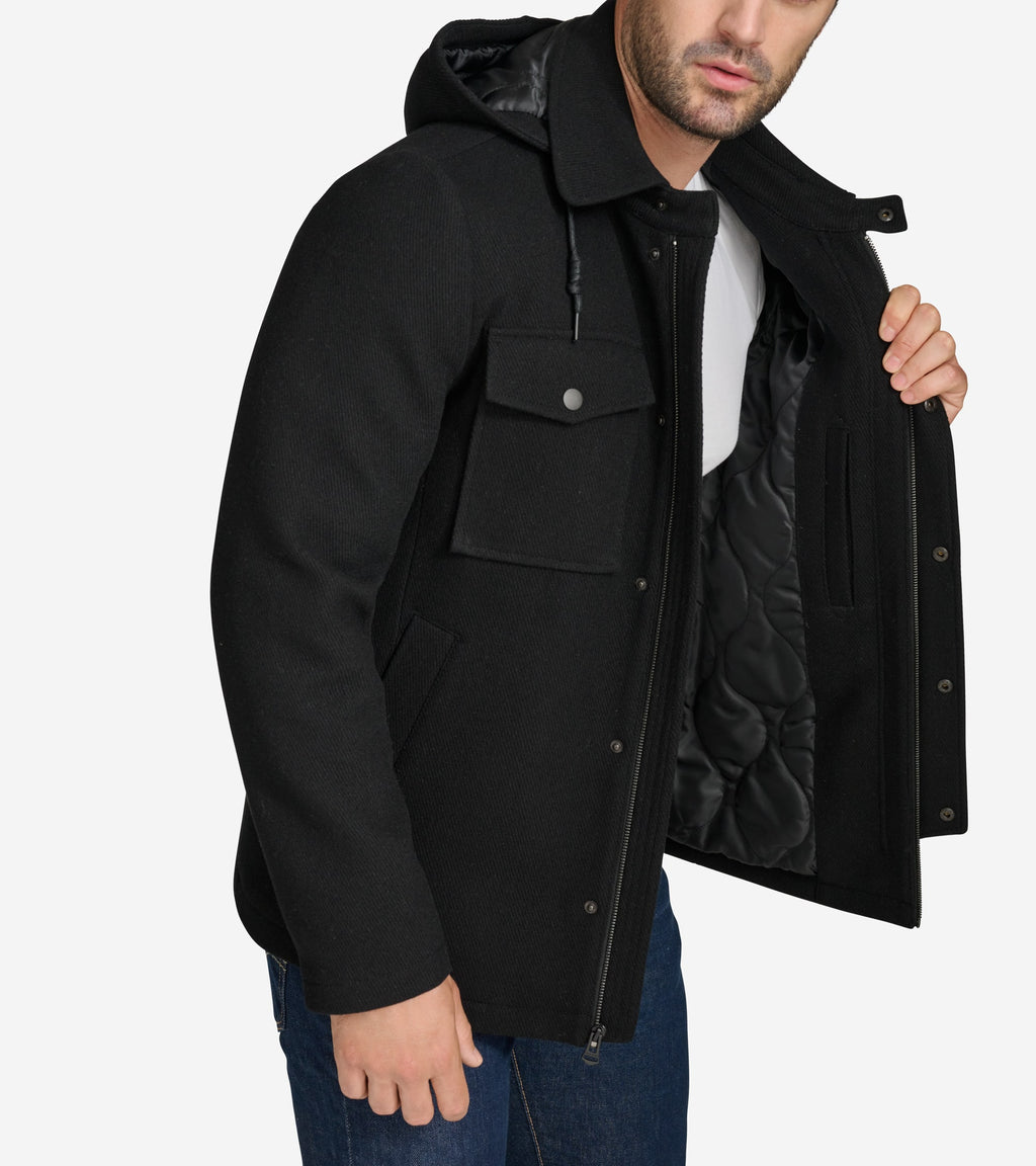 Men's Wool Twill Field Jacket-Black