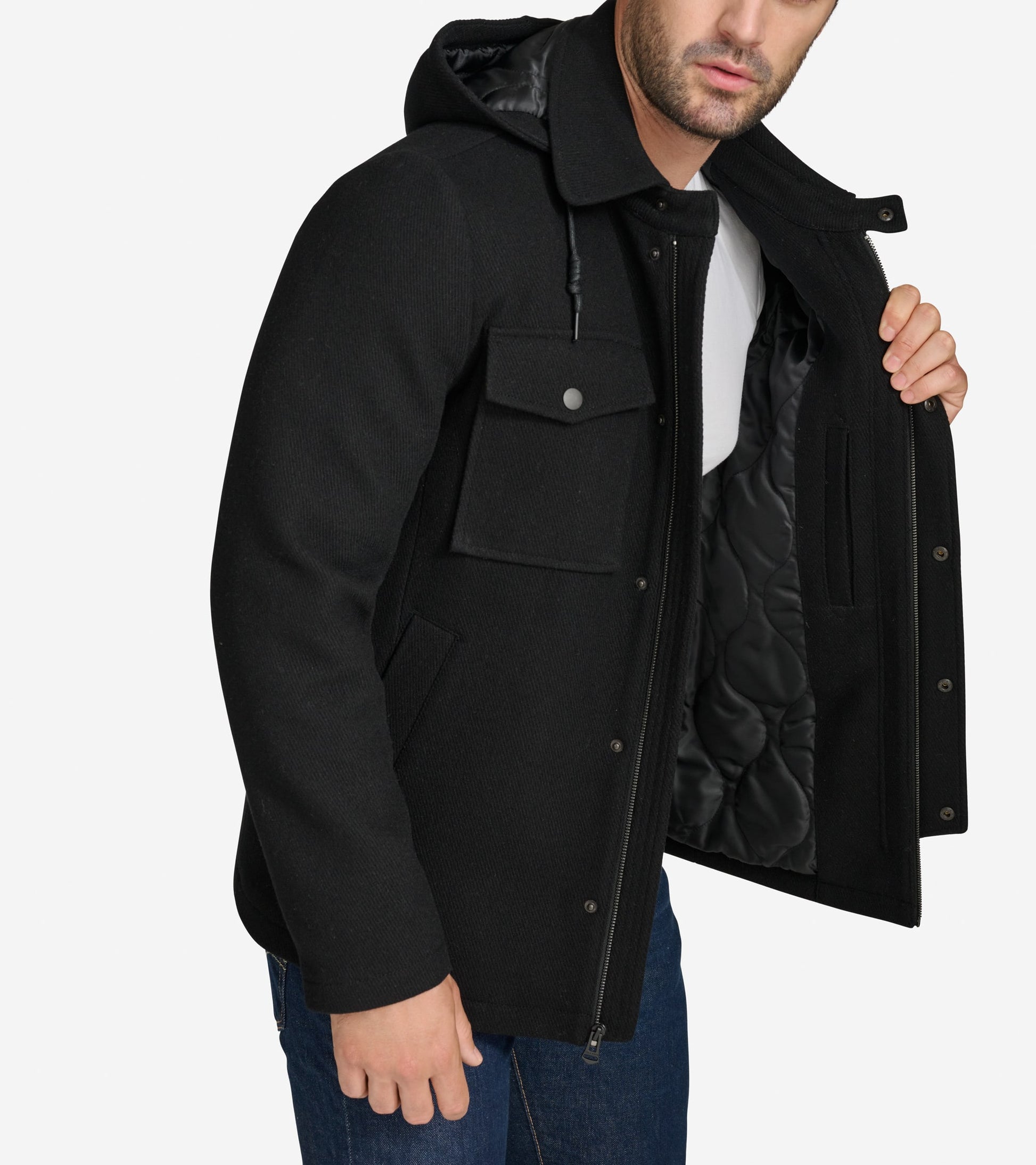Men's Wool Twill Field Jacket-Black