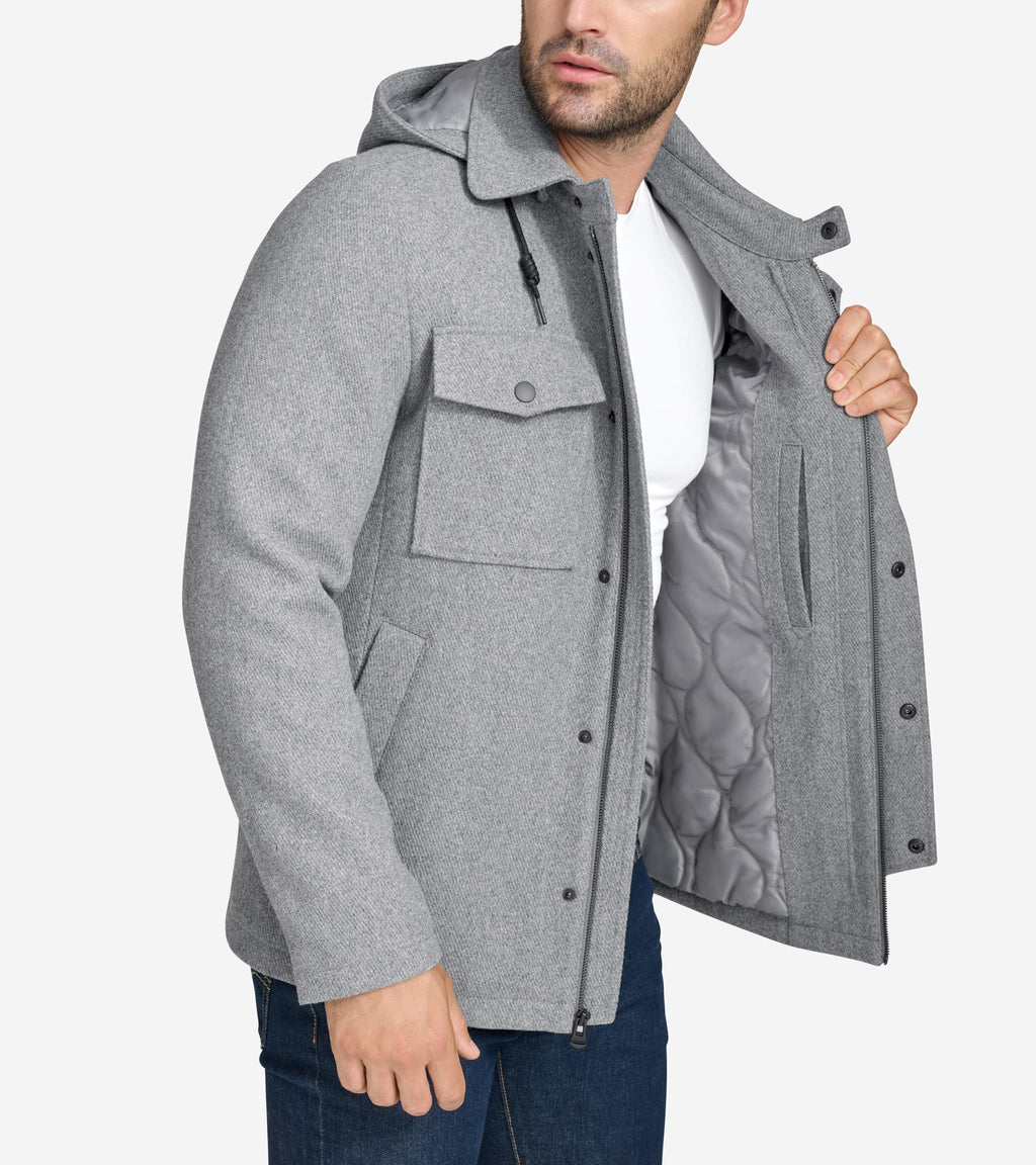 Men's Wool Twill Field Jacket-Light Grey