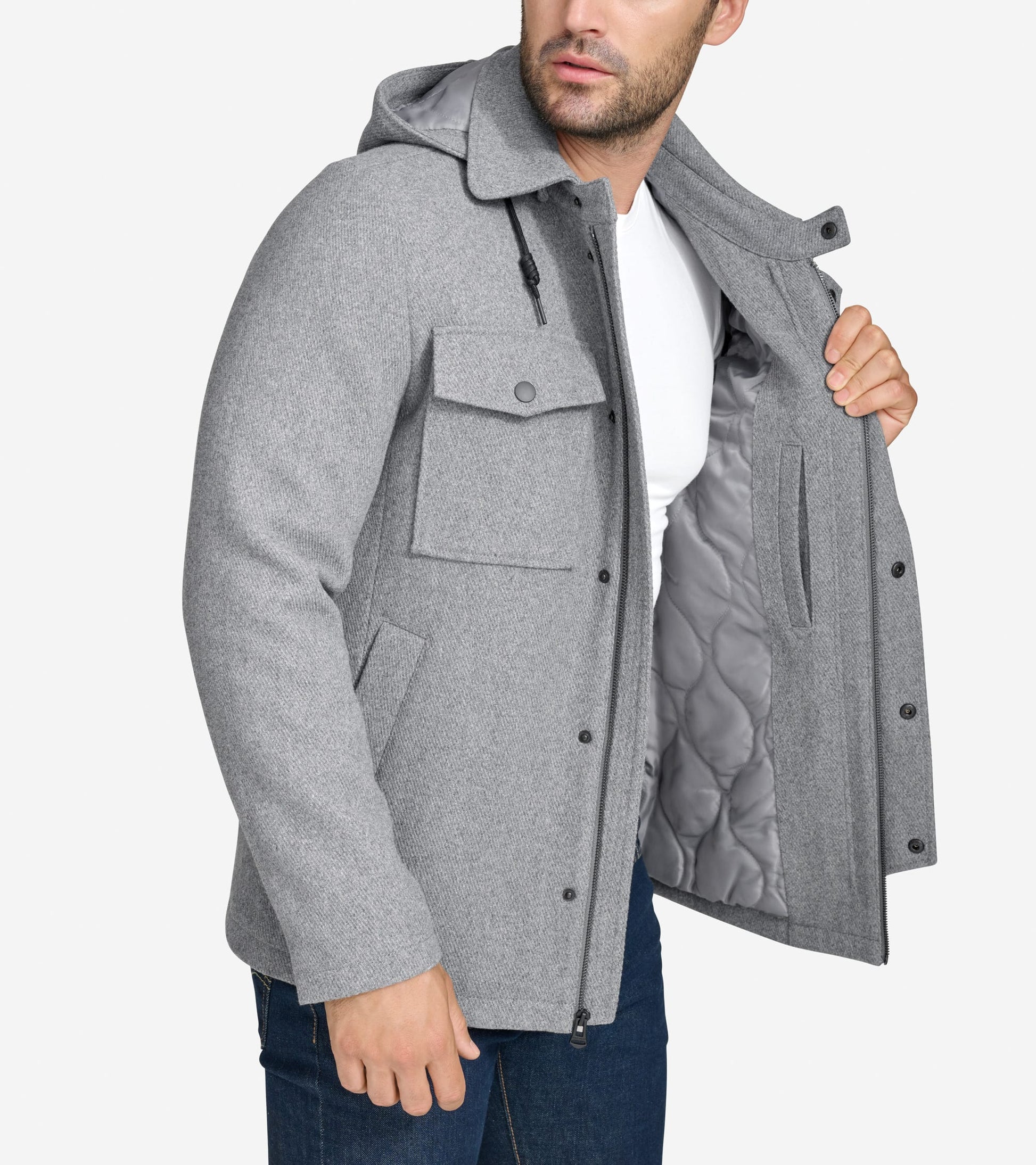 Men's Wool Twill Field Jacket-Light Grey