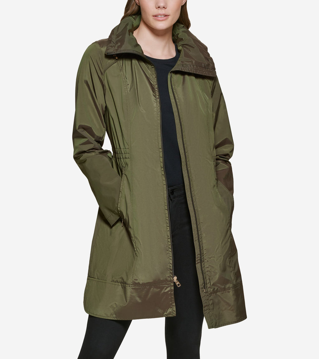 Women's Packable Travel Rain Jacket-Olive