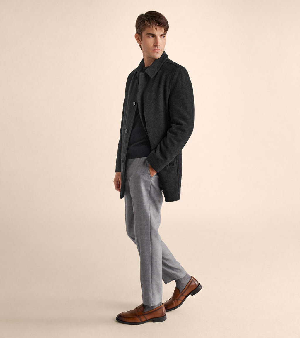 Men's Wool-Blend Car Coat in Grey