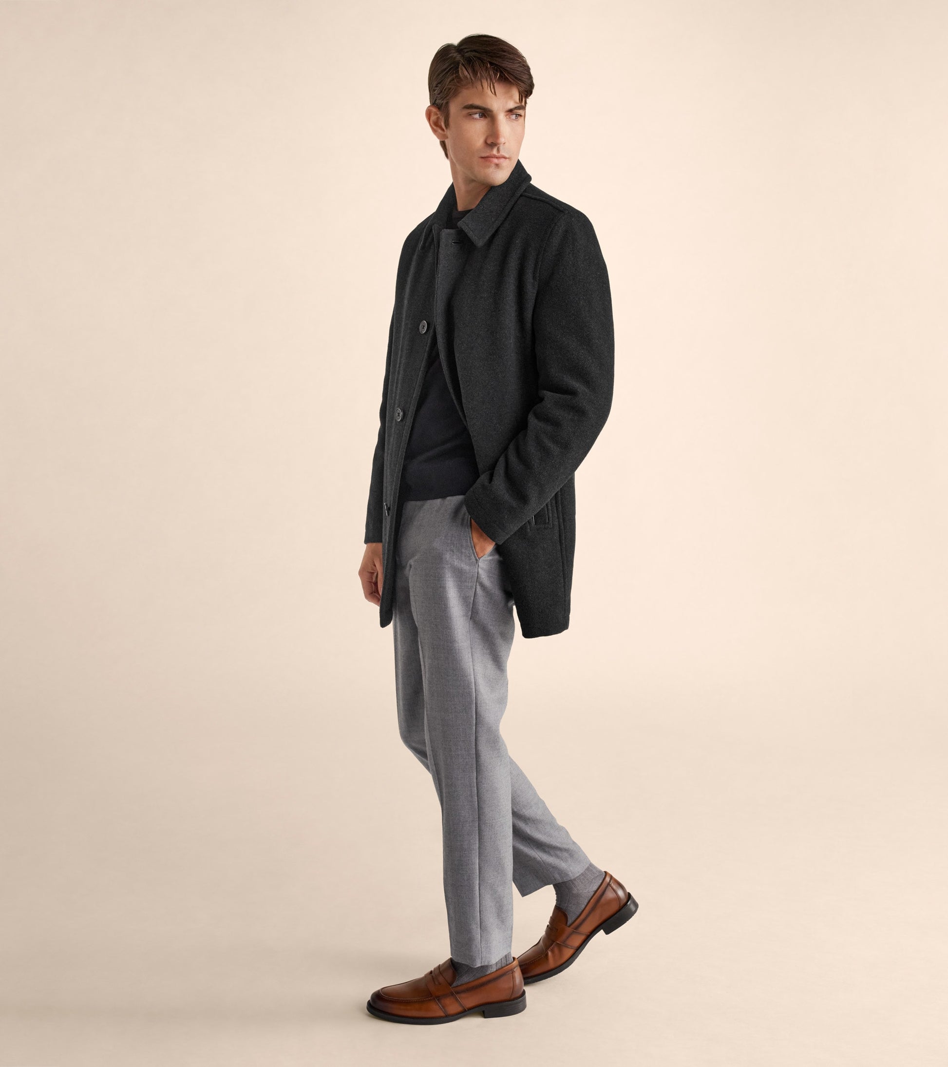 Men's Wool-Blend Car Coat in Grey | Cole Haan