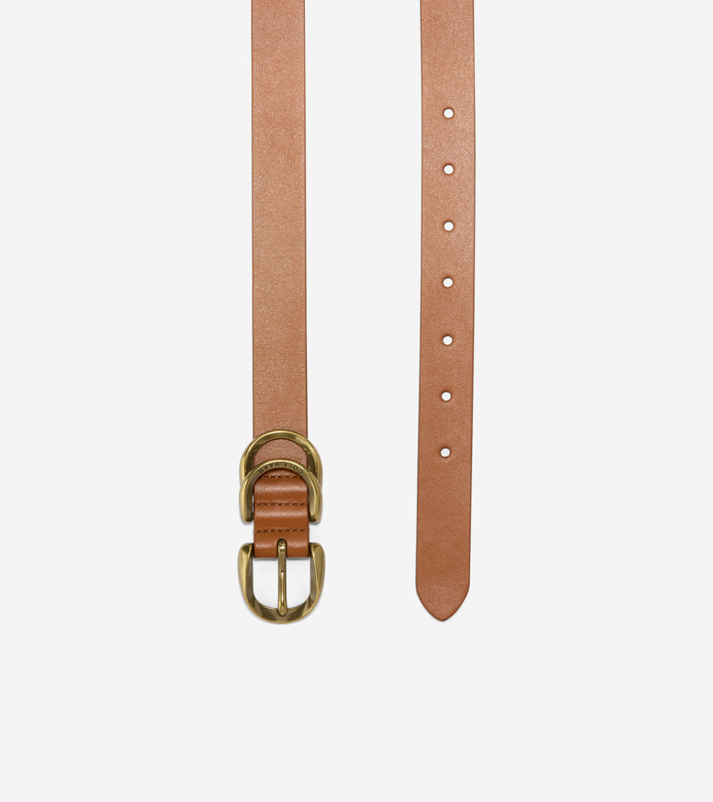 Women's 25mm Slim Double Loop Belt-Tan