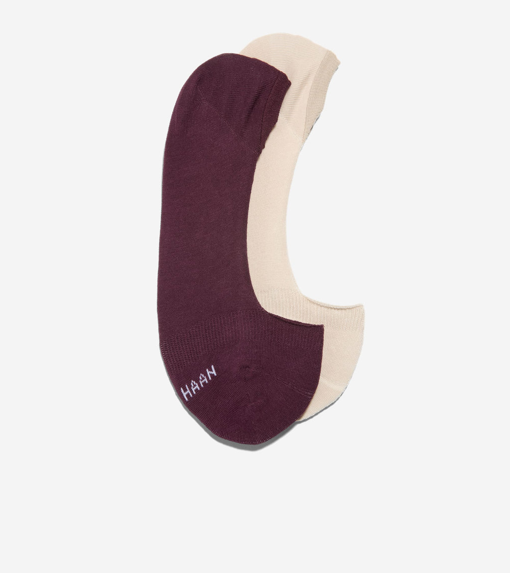 Women's 2-Pair Combed Cotton No Show Liner Socks-Dark Red