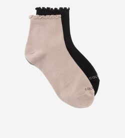 Women's 2-Pair Ruffle Quarter Ankle Socks-Black