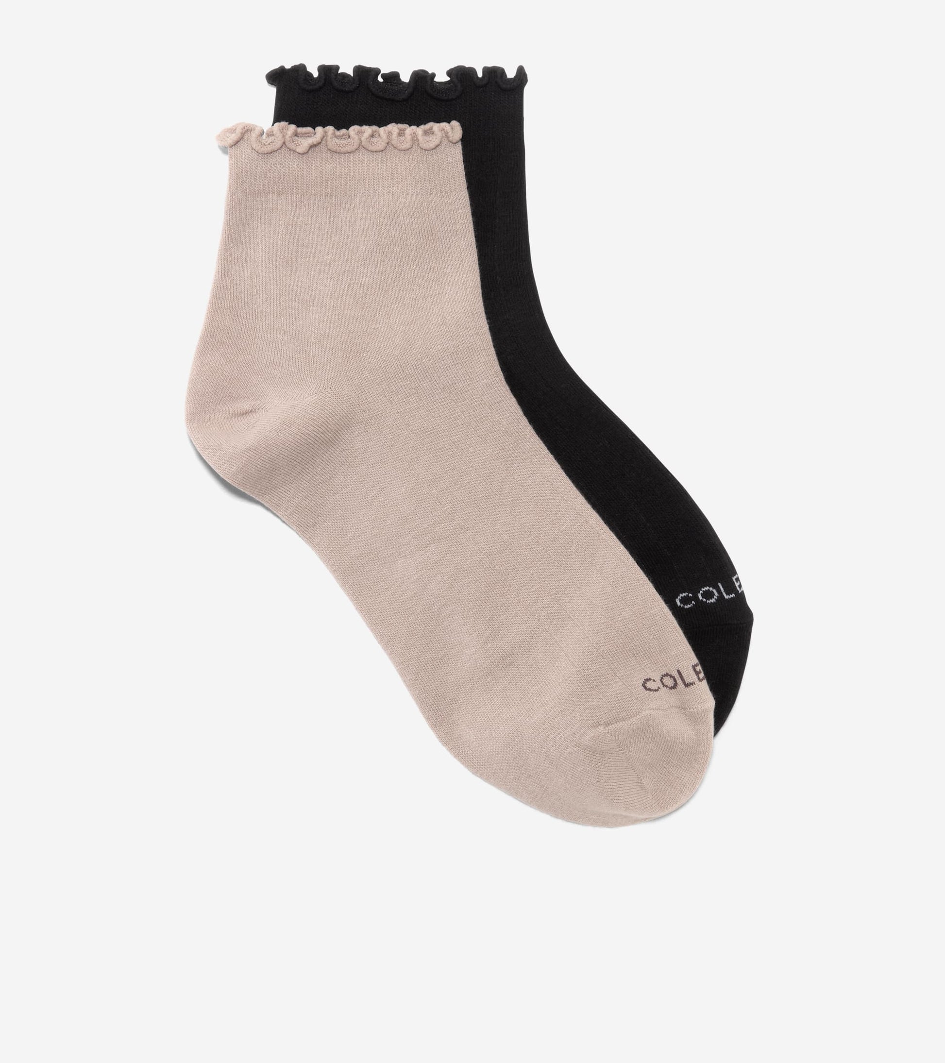 Women's 2-Pair Ruffle Quarter Ankle Socks-Black