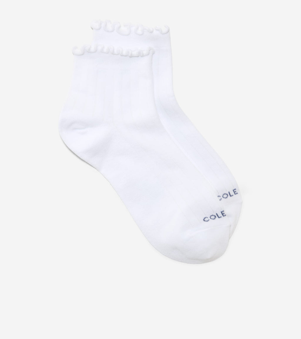 Women's 2-Pair Ruffle Quarter Ankle Socks-White