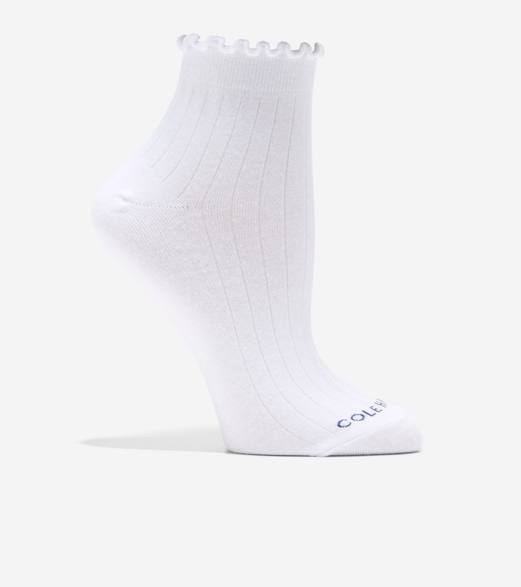 Women's 2-Pair Ruffle Quarter Ankle Socks-White