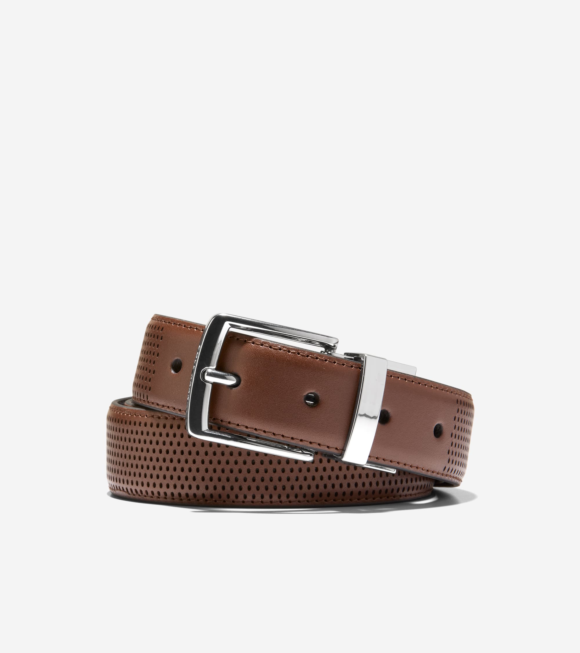 Men's 32MM Reversible Perforated Belt in Brown | Cole Haan Men's 32MM Reversible Perforated Belt in Brown | Cole Haan