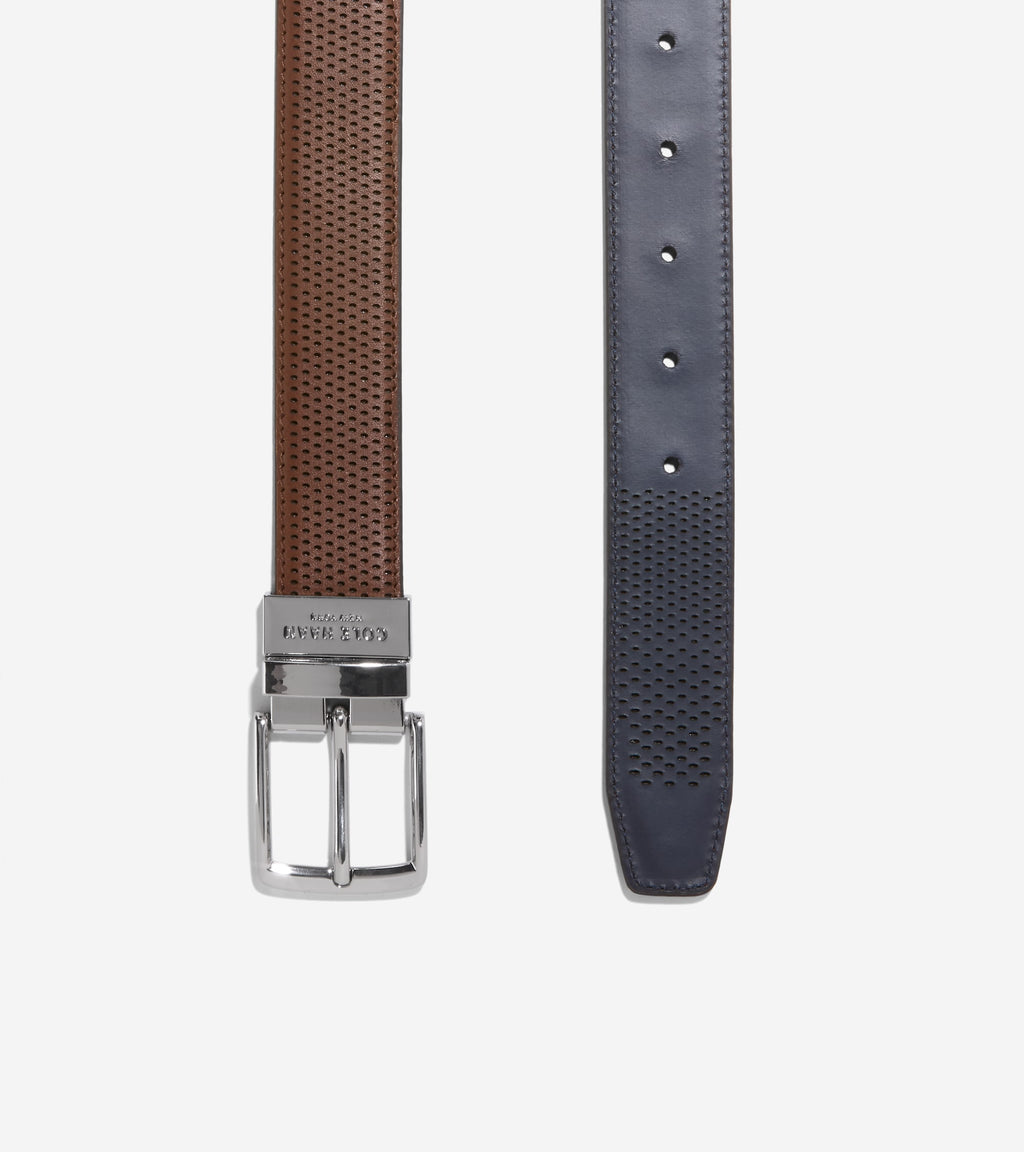 Men's Reversible Perforated Belt-Brown-Navy