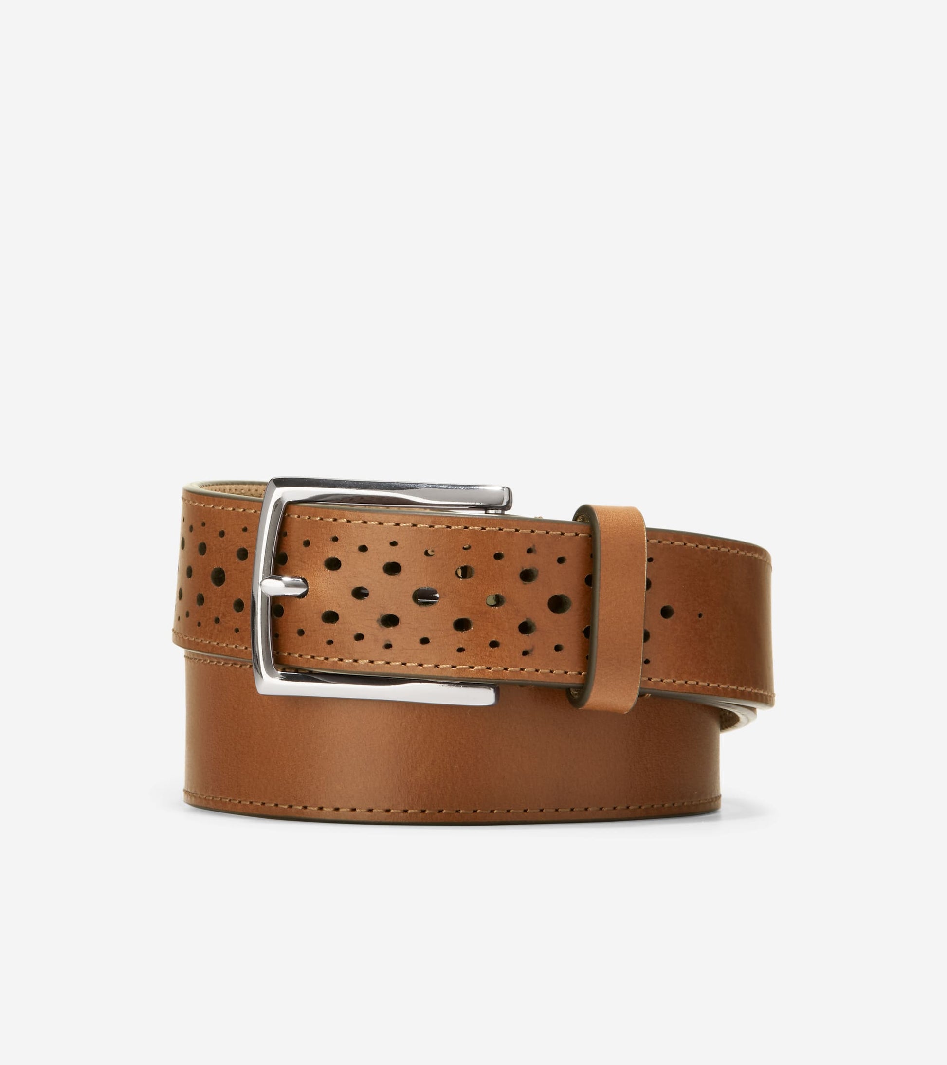 32MM Washington Perforated Belt-British Tan