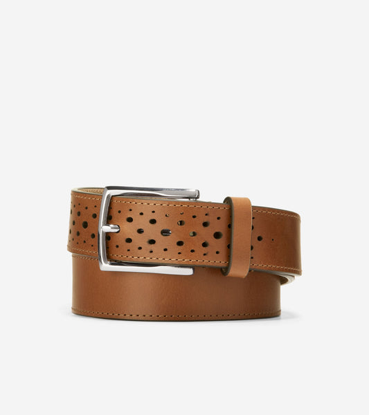 32MM Washington Perforated Belt in Brown | Cole Haan display picture 2