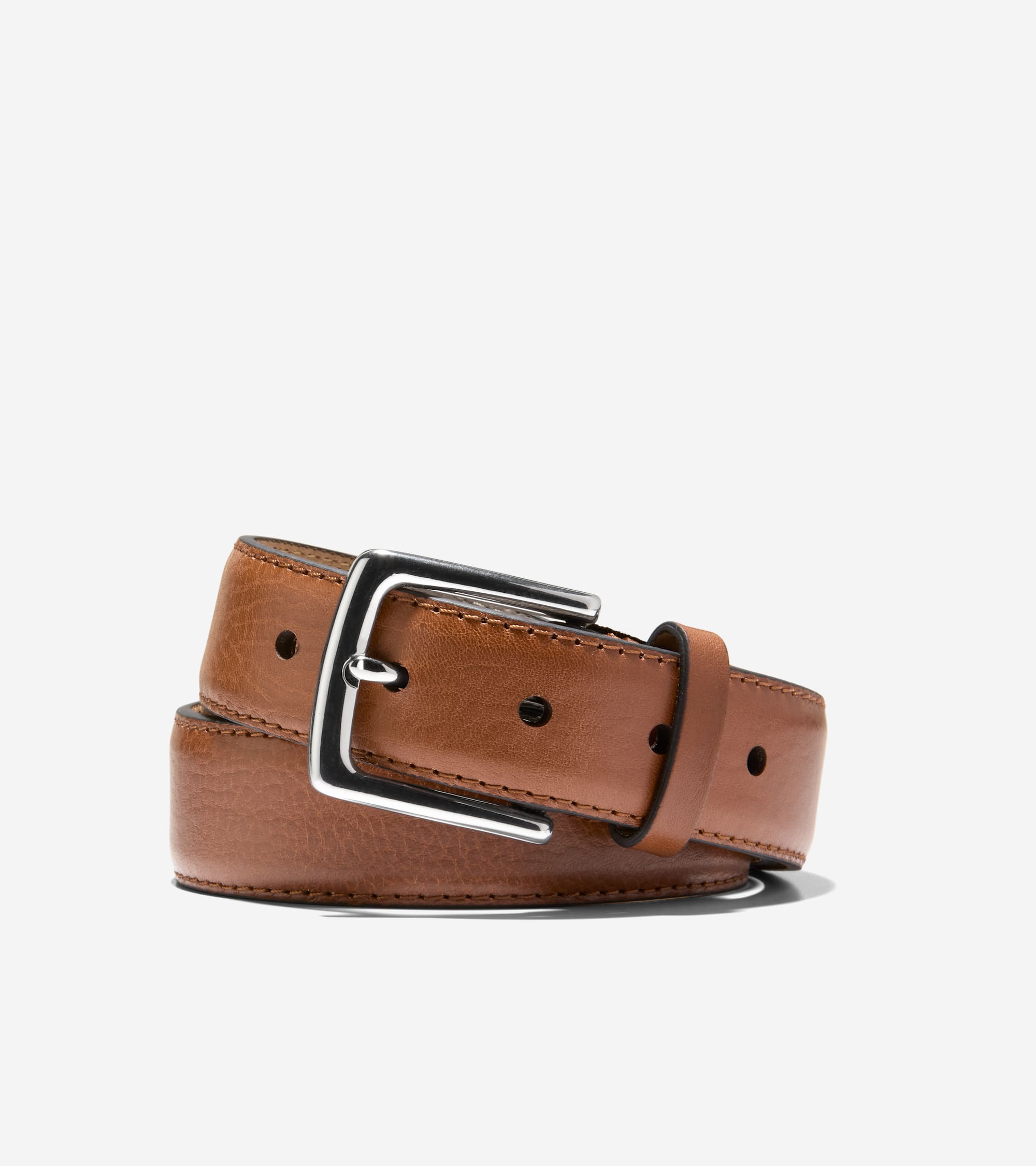 Men's 35MM Double Edge Stitch Detail Belt in Brown | Cole Haan