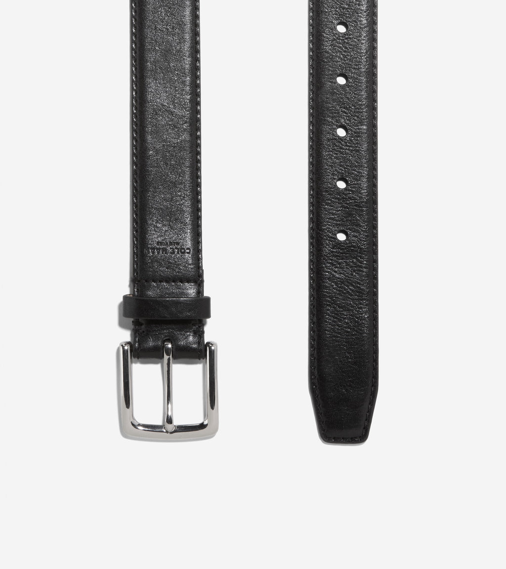 Men's 35mm Double Edge Stitch Detail Belt-Black