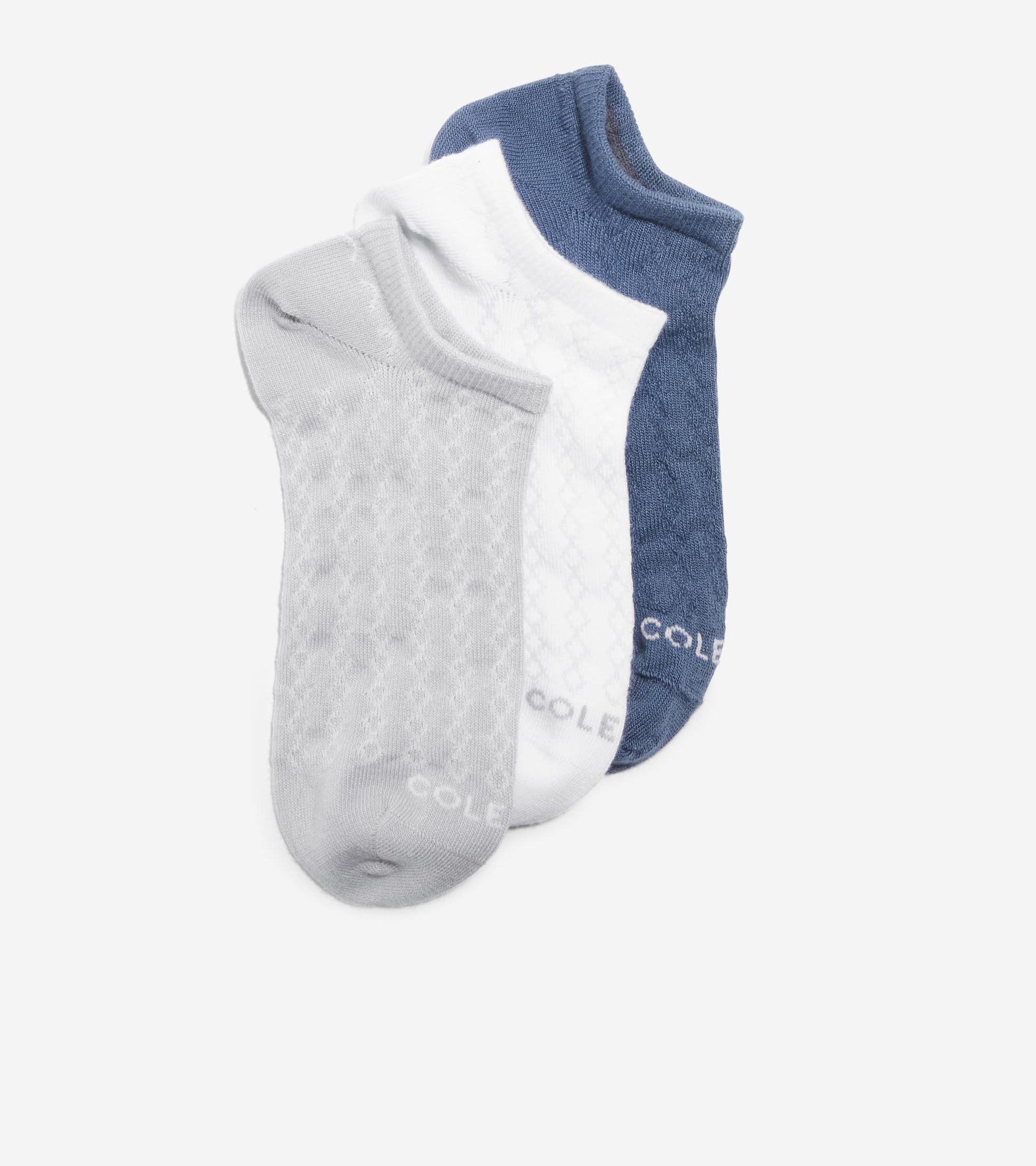 Women's 3-Pair Diamond Textured Super Soft Low Cut Socks-White Assorted