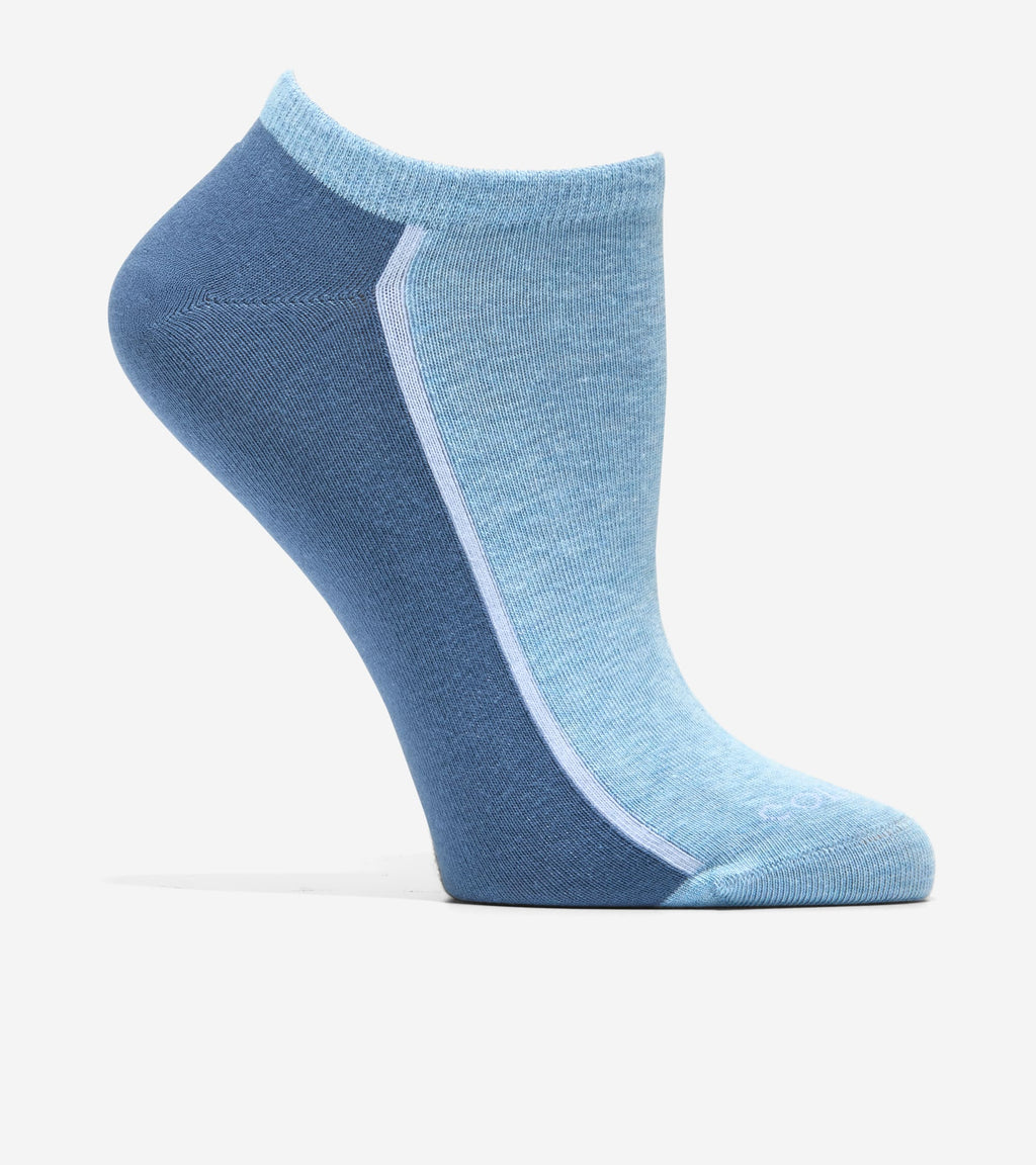 Women's 3-Pair Women's Flat Knit Low Cut Socks-Blue Assorted