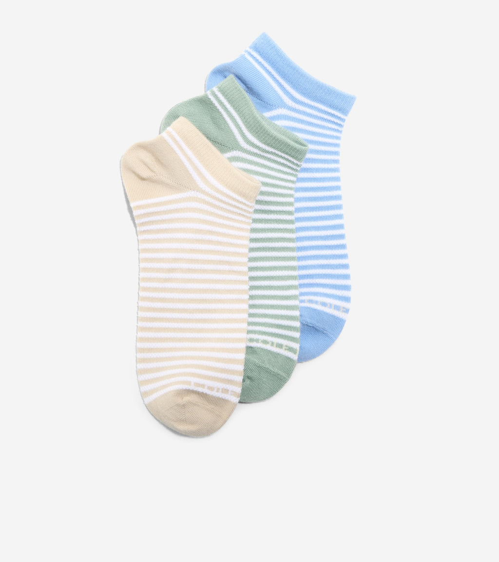 Women's 3-Pair Textured Stripe Super Soft Low Cut Socks-Green Assorted
